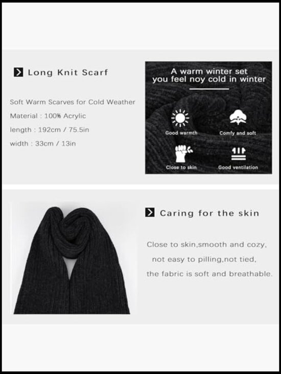 Winter Knit Hat Scarf Touch Screen Gloves Set Skull Cap Neck Scarf for Women main image 5